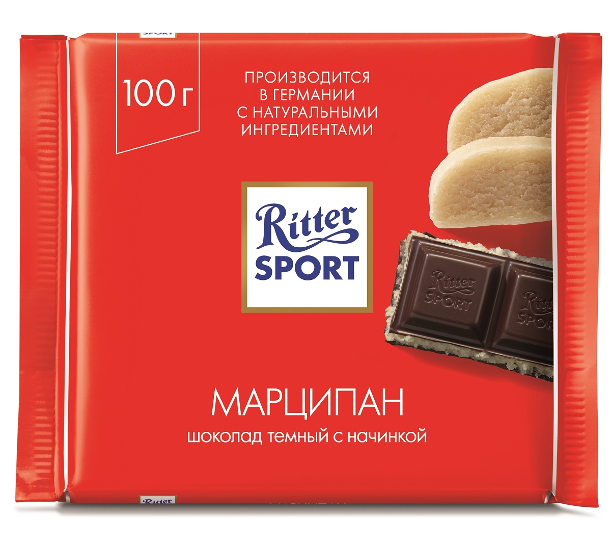 Риттер Спорт шоколад с марципаном темный 100г