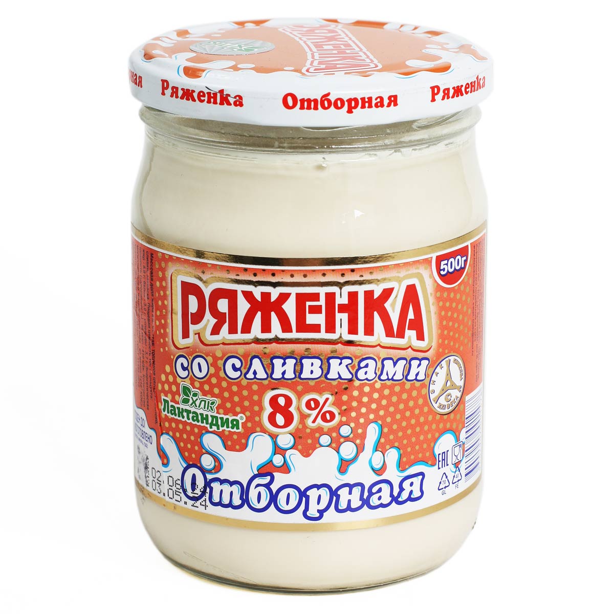 Ряженка со сливками отборная 8% Лактандия 500г