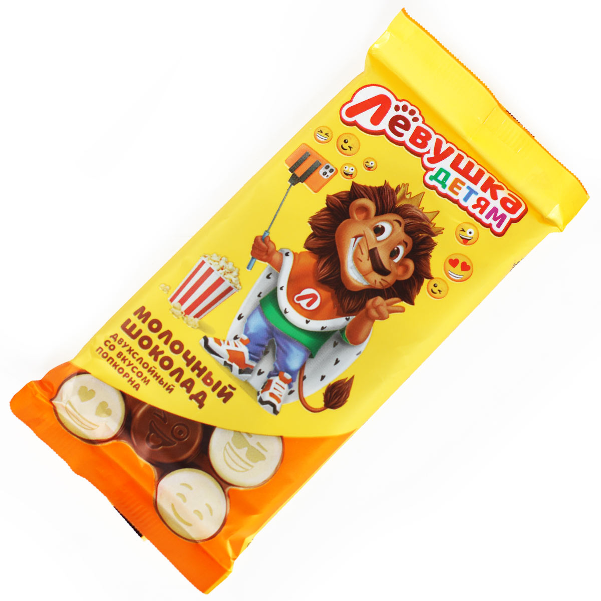 ЛЁВУШКА детям шоколад молочный двухслойный со вкусом попкорна 85г