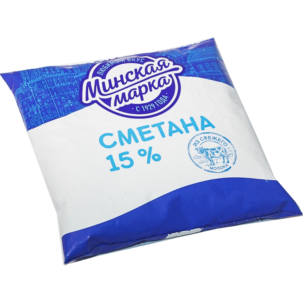 Минская Марка сметана пакет 15% 400г 