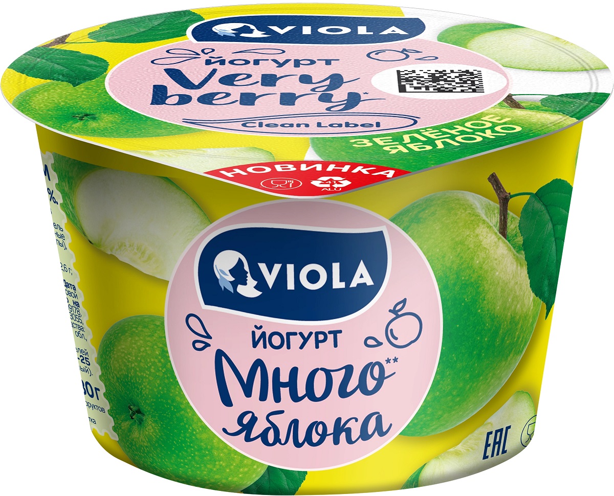 VIOLA йогурт Зеленое Яблоко 2.6% 180г VIOLA йогурт Зеленое Яблоко 2.6% 180г