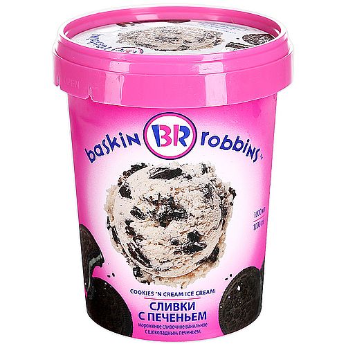 Баскин Роббинс мороженое BASKIN ROBBINS пломбир Сливки с печеньем ведерко 1л Баскин Роббинс мороженое BASKIN ROBBINS пломбир Сливки с печеньем ведерко 1л