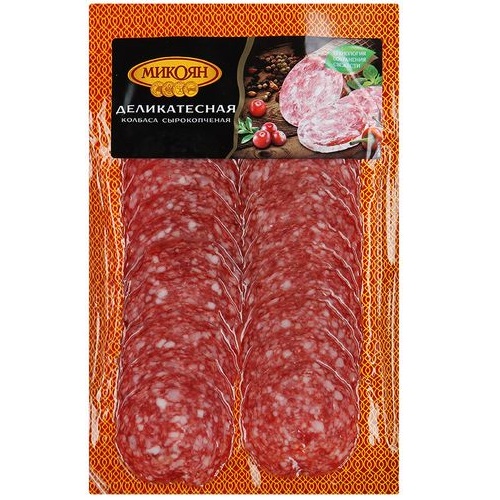 МИКОЯН колбаса Деликатесная сырокопченая нарезка 100г