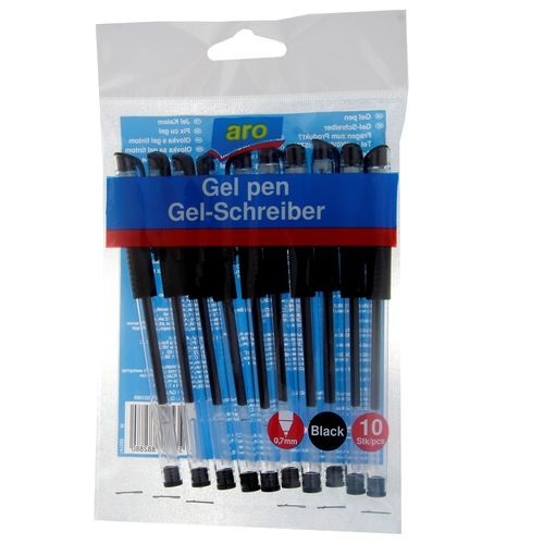 Aro  ручки гелевые черные 10шт