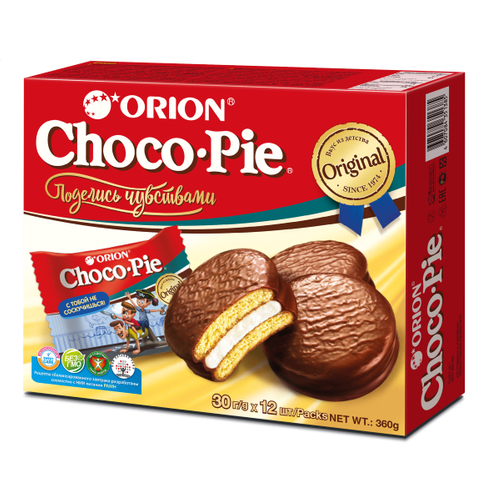 CHOCO PIE ORION печенье в шоколадной глазури 12x30 г