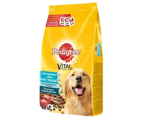 PEDIGREE сухой для всех пород, 2.2 кг, говядина