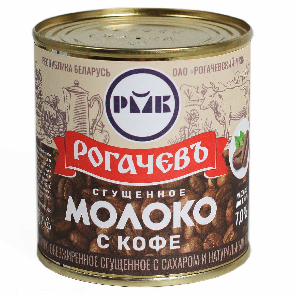 РОГАЧЕВЪ молоко сгущенное с сахаром и кофе 380г 