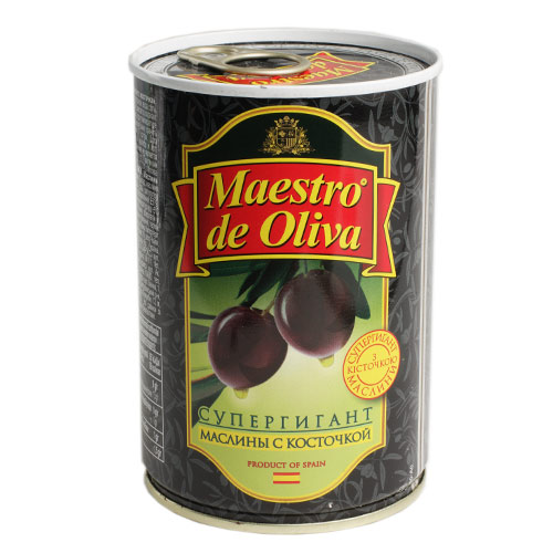 MAESTRO DE OLIVA Маслины с косточкой супергигант 425г MAESTRO DE OLIVA Маслины с косточкой супергигант 425г