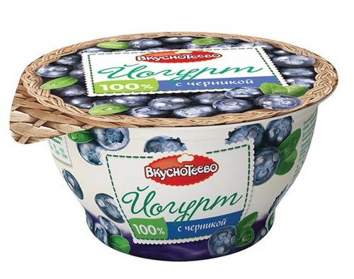 ВКУСНОТЕЕВО Йогурт с черникой 3,5%, 140г ВКУСНОТЕЕВО Йогурт с черникой 3,5%, 140г