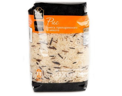 Смесь пропаренного и дикого риса FINE FOOD 500г Смесь пропаренного и дикого риса FINE FOOD 500г