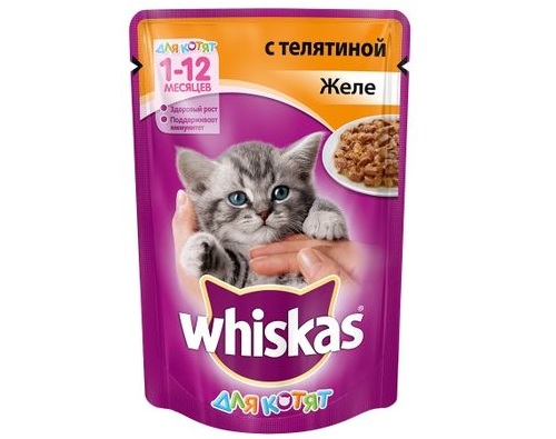 Whiskas корм для котят желе из телятины 85г