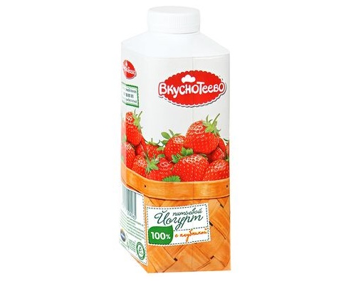 ВКУСНОТЕЕВО йогурт питьевой клубника 1.5% 750г 