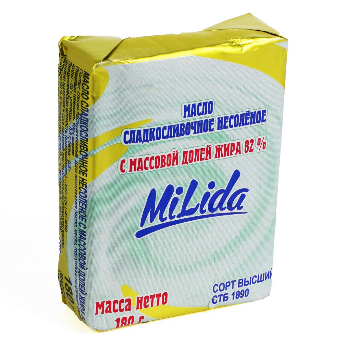 Масло сладкосливочное несоленое MILIDA 180г