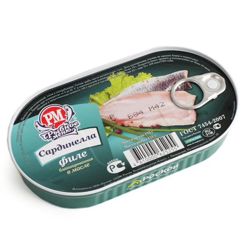 Сардинелла филе бланшированное в масле Роскон 175г