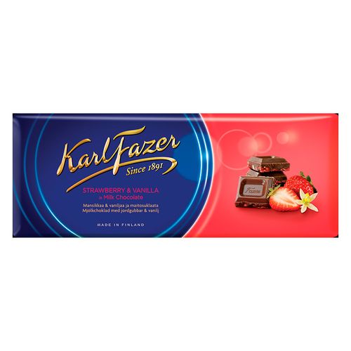 KARL FAZER Шоколад с клубникой и ванилью 190г