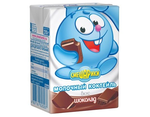 СМЕШАРИКИ Молочный коктейль Шоколад 2,5%, 210г 