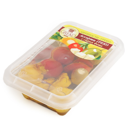 Ассорти с сыром перчики патиссоны оливки ГРЕКО 240г