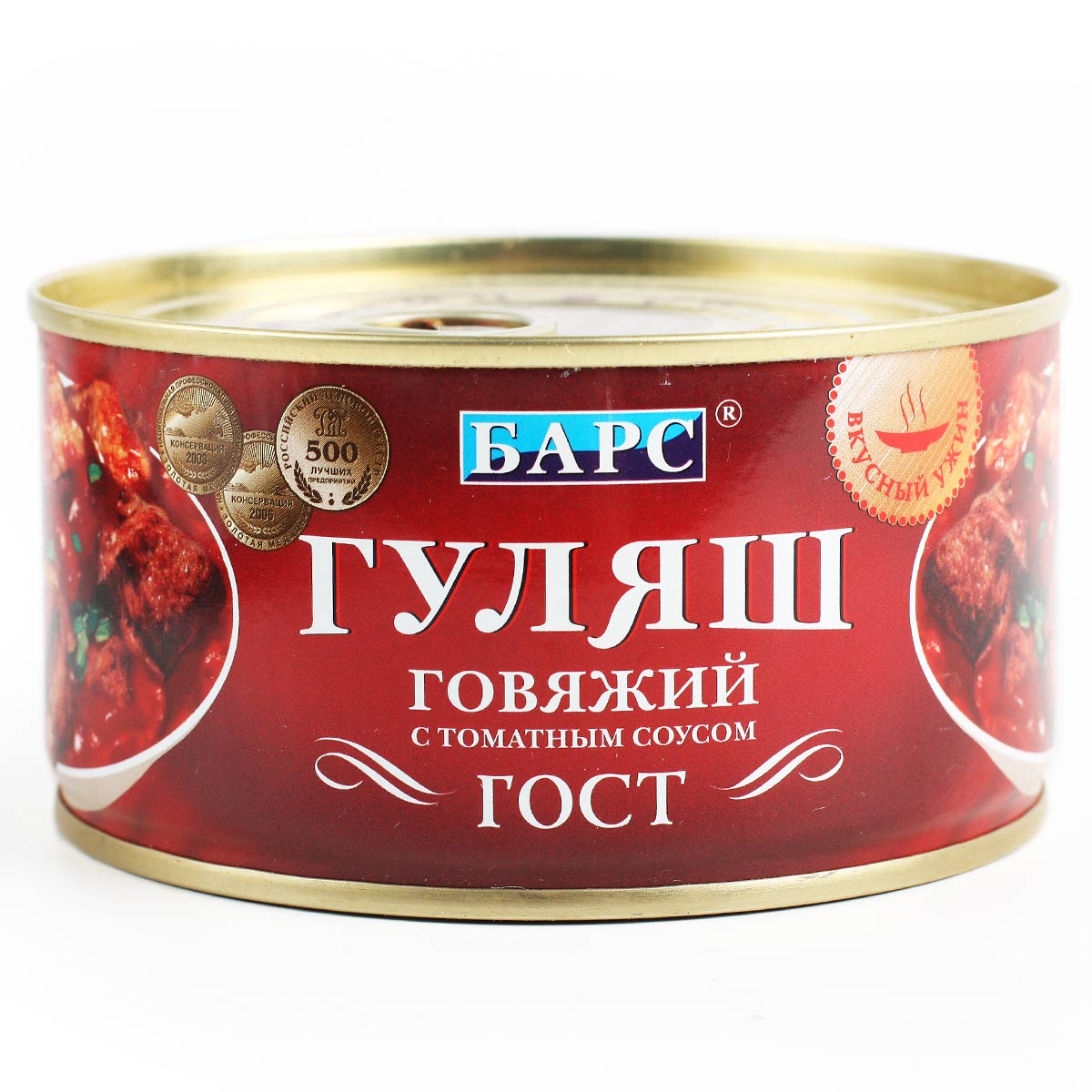 Гуляш говяжий с томатным соусом БАРС 325г Гуляш говяжий с томатным соусом БАРС 325г