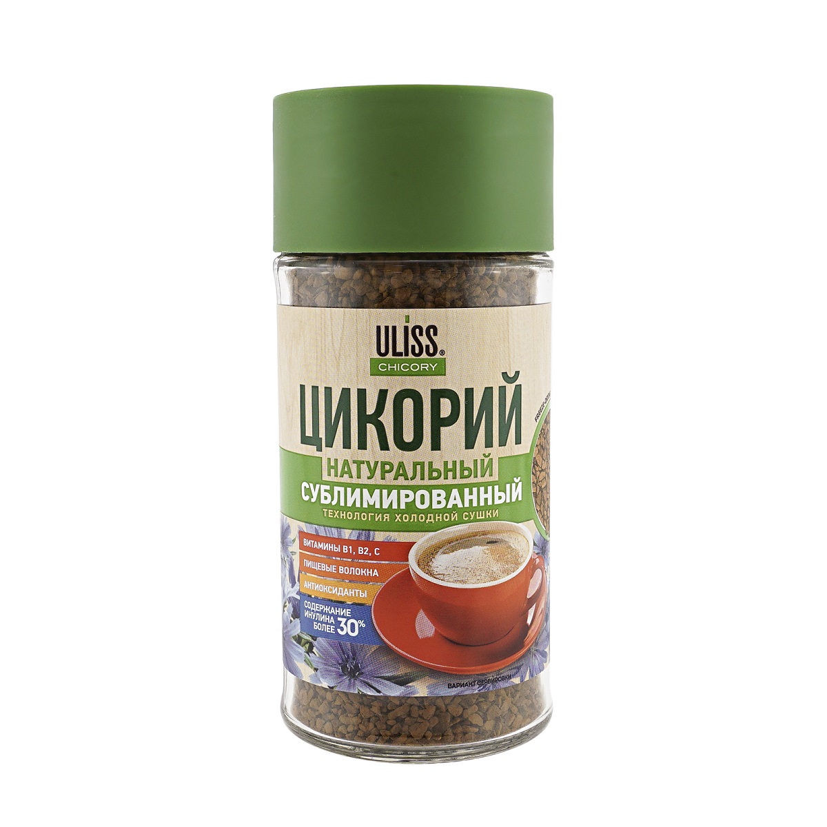 Цикорий натуральный сублимированный стеклянная банка ULISS 85г