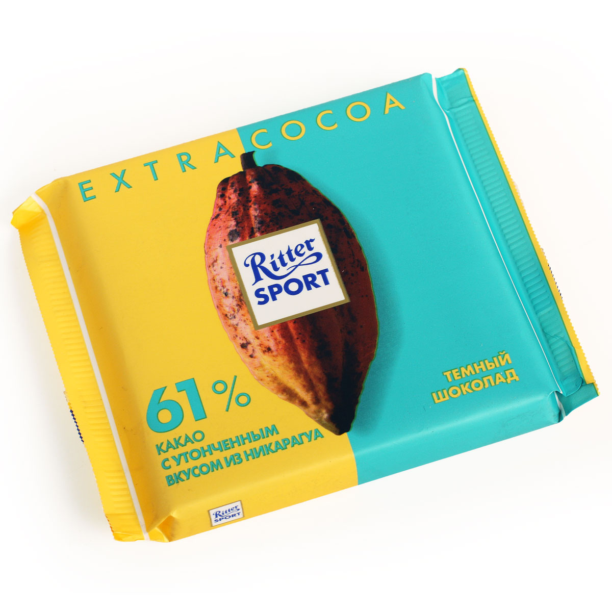 Риттер Спорт шоколад Extra Cocoa 61% какао с утонченным вкусом из Никарагуа 100г