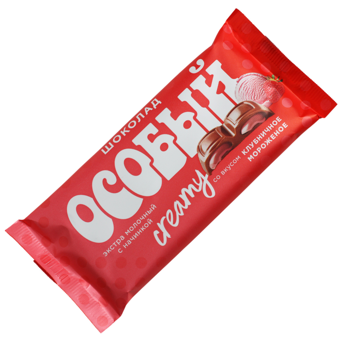 Шоколад Особый темный с начинкой со вкусом клубничное мороженое Фабрика Крупской 82г