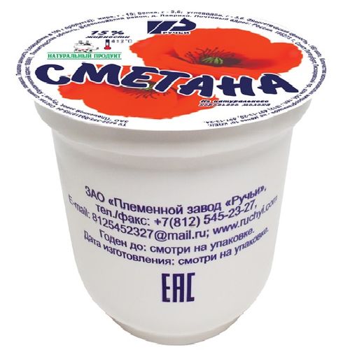 ПЗ Ручьи, Сметана   15%, 400 гр.