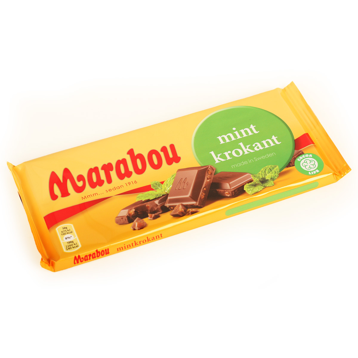 Марабу шоколад Marabou Mint Krokant молочный шокоaлад с мятой и карамелью 200г