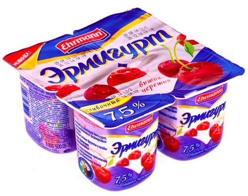 Ehrmann Эрмигурт йогурт Вишня/Черешня 7.5% 4х115г 460г