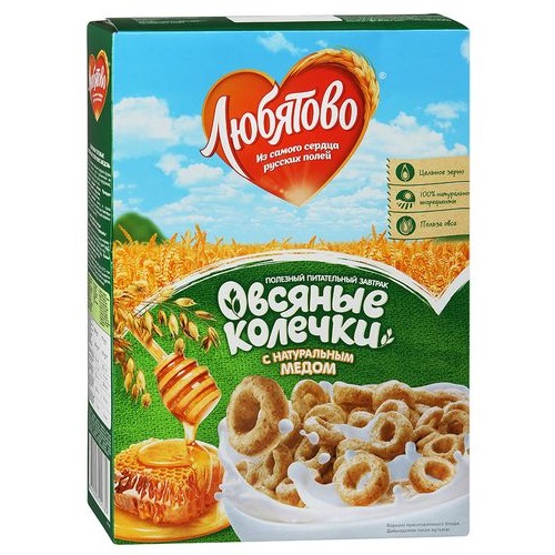 Любятово Овсяные колечки с натуральным медом 200г