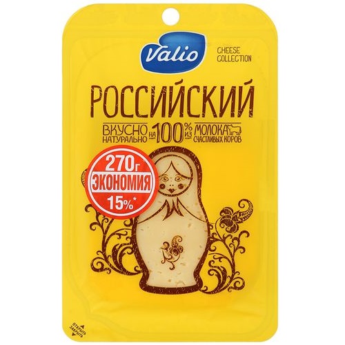 VALIO сыр Российский нарезка 50% 270г VALIO сыр Российский нарезка 50% 270г