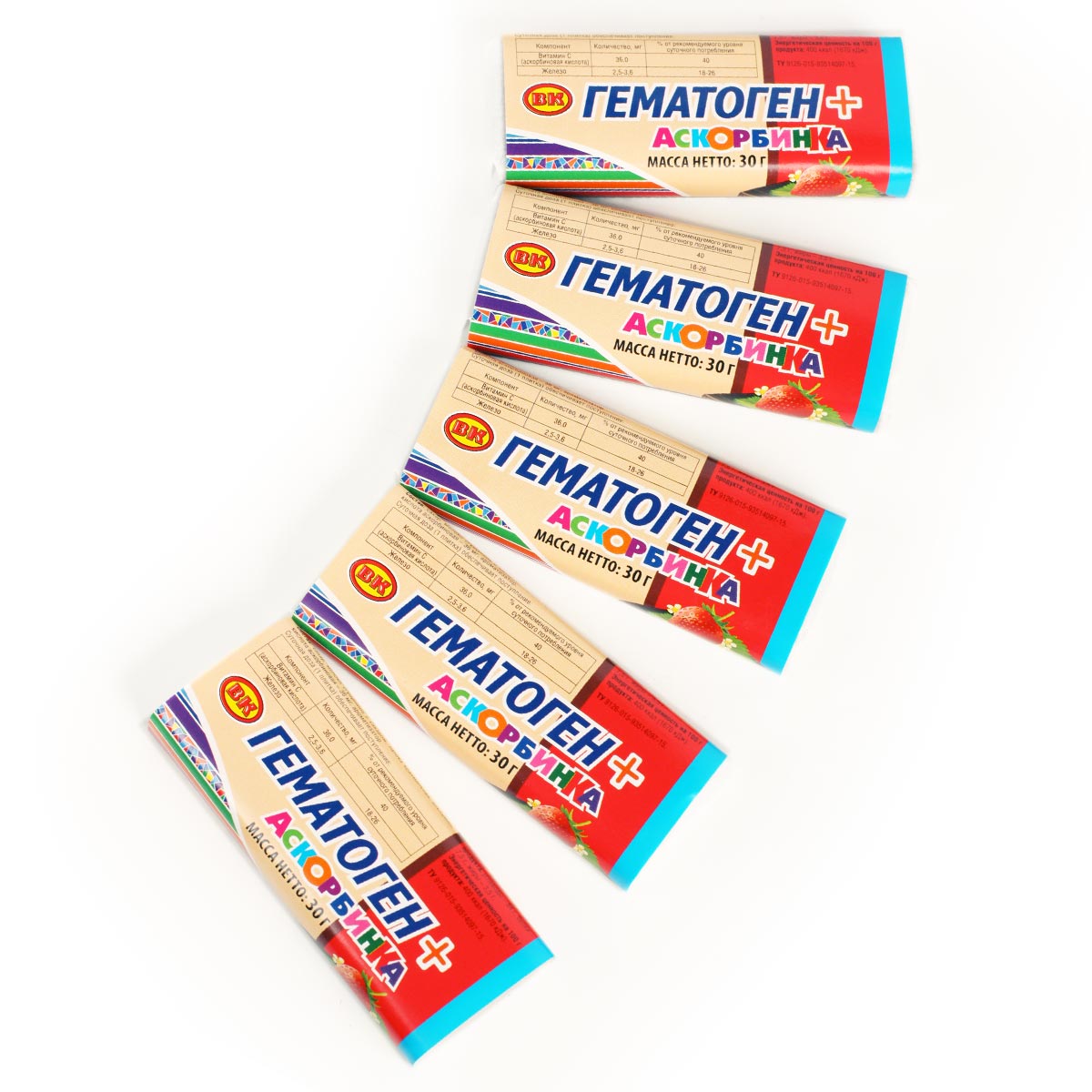 Гематоген + Аскорбинка с фруктовым вкусом 30г