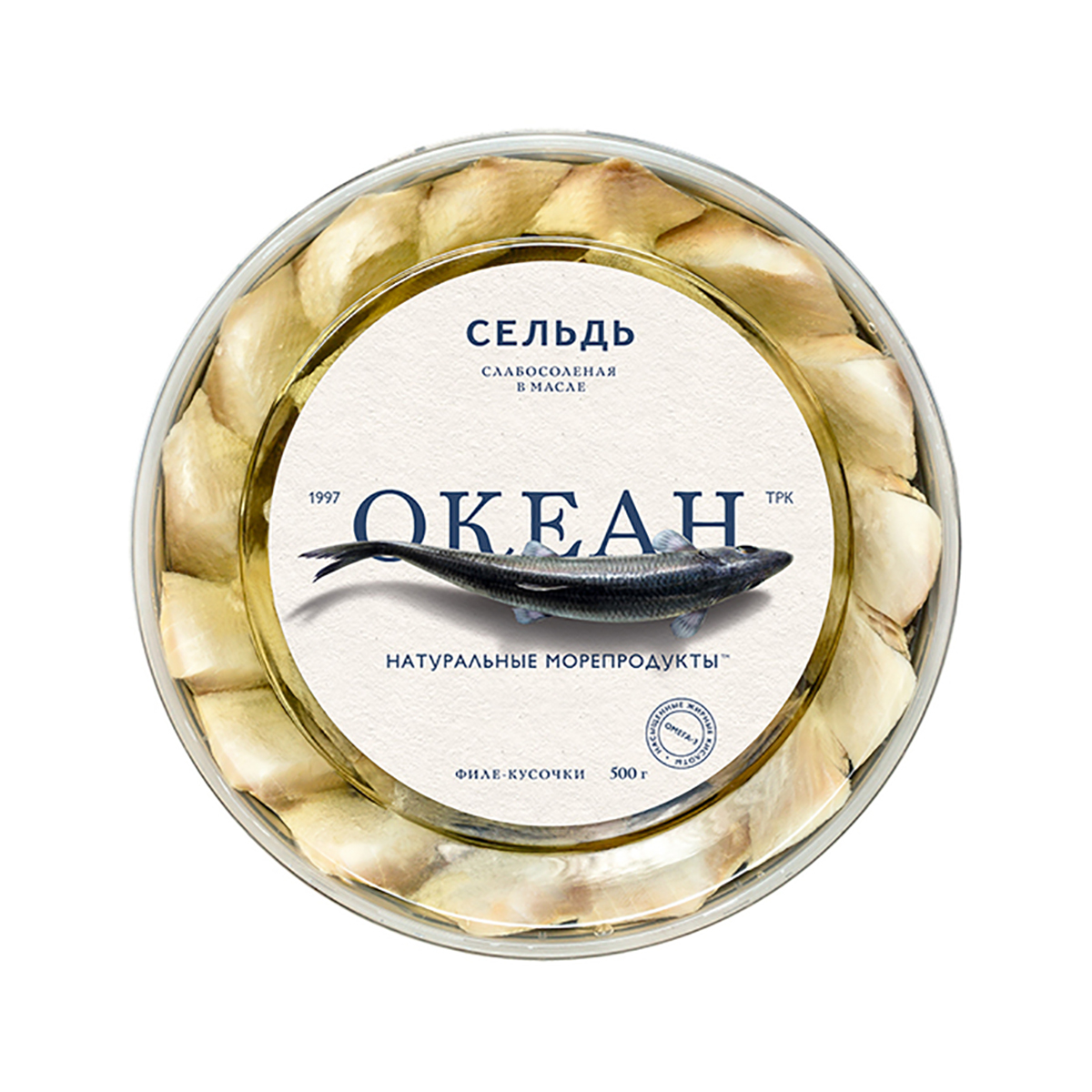 Сельдь слабой соли в масле филе кусочки ОКЕАН 500г