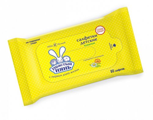 Ушастый нянь Салфетки детские очищающие влажные, 80 шт. 