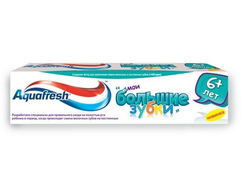 Aquafresh зубная паста детская большие зубки от 6 лет 50мл Aquafresh зубная паста детская большие зубки от 6 лет 50мл
