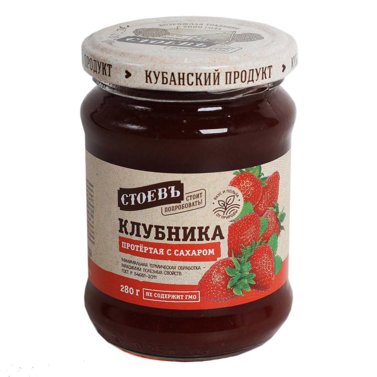 Клубника протертая с сахаром СТОЕВЪ 280г Клубника протертая с сахаром СТОЕВЪ 280г