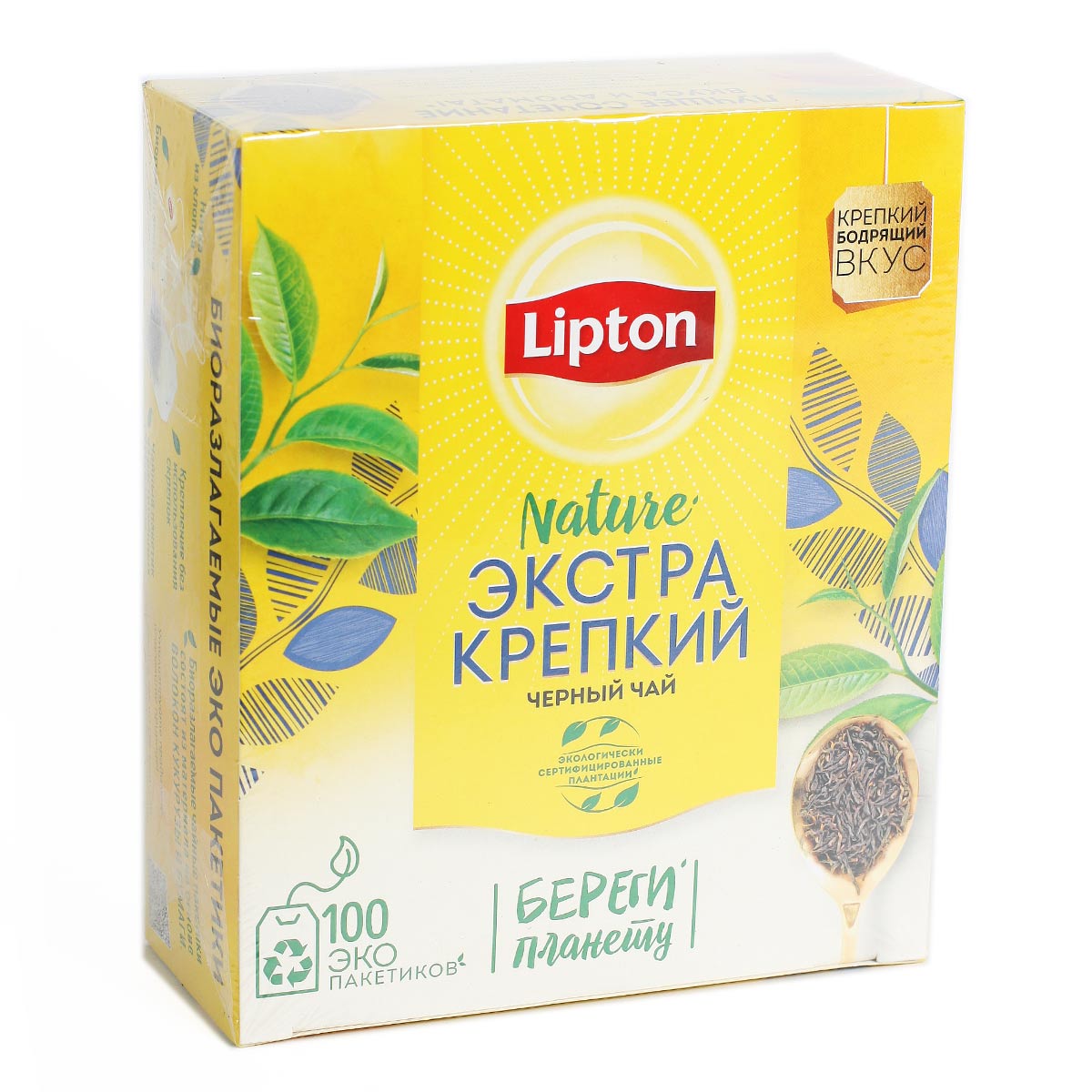 Липтон чай черный Lipton Nature Экстра крепкий 100пакX2г 200г
