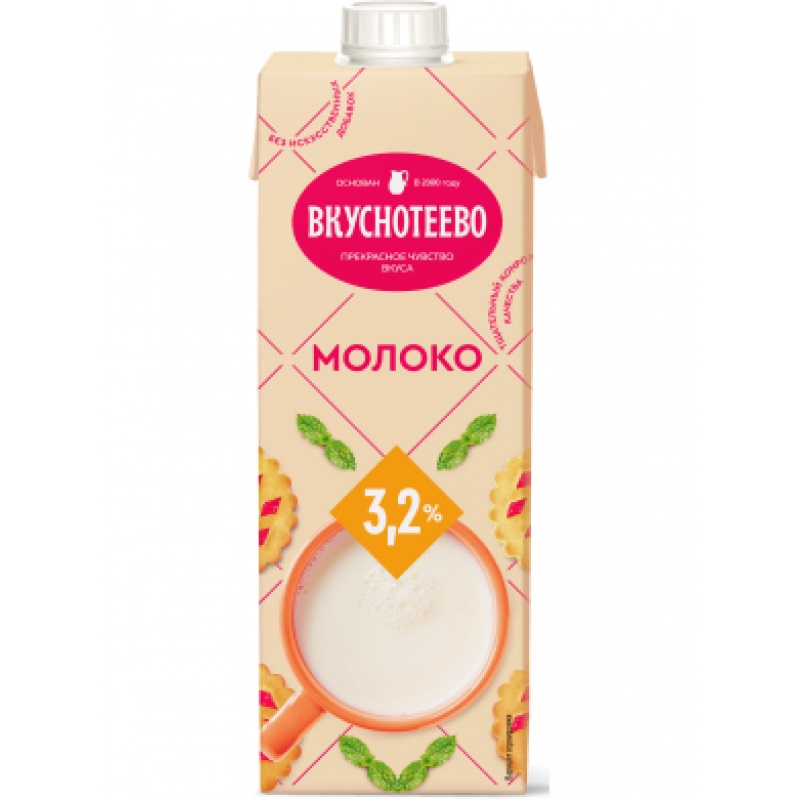 Молоко Вкуснотеево ультрапастеризованное 3.2% 950г Молоко Вкуснотеево ультрапастеризованное 3.2% 950г