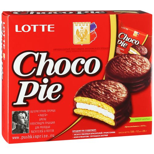 CHOCO PIE LOTTE печенье в шоколадной глазури 12x28г