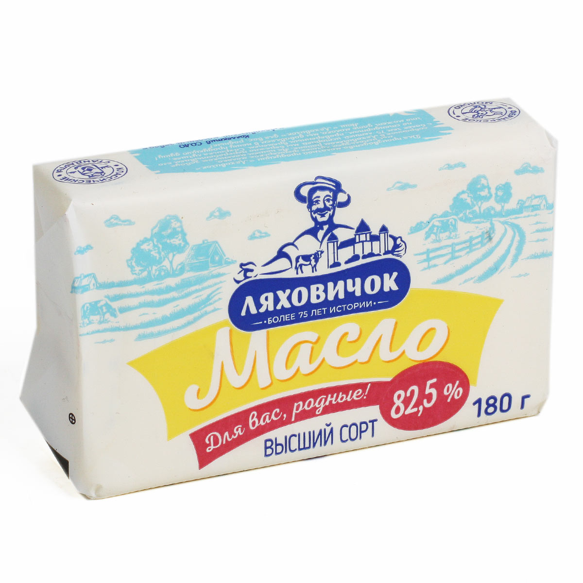 Масло сладкосливочное несоленое ЛЯХОВИЧОК 82,5% 180г