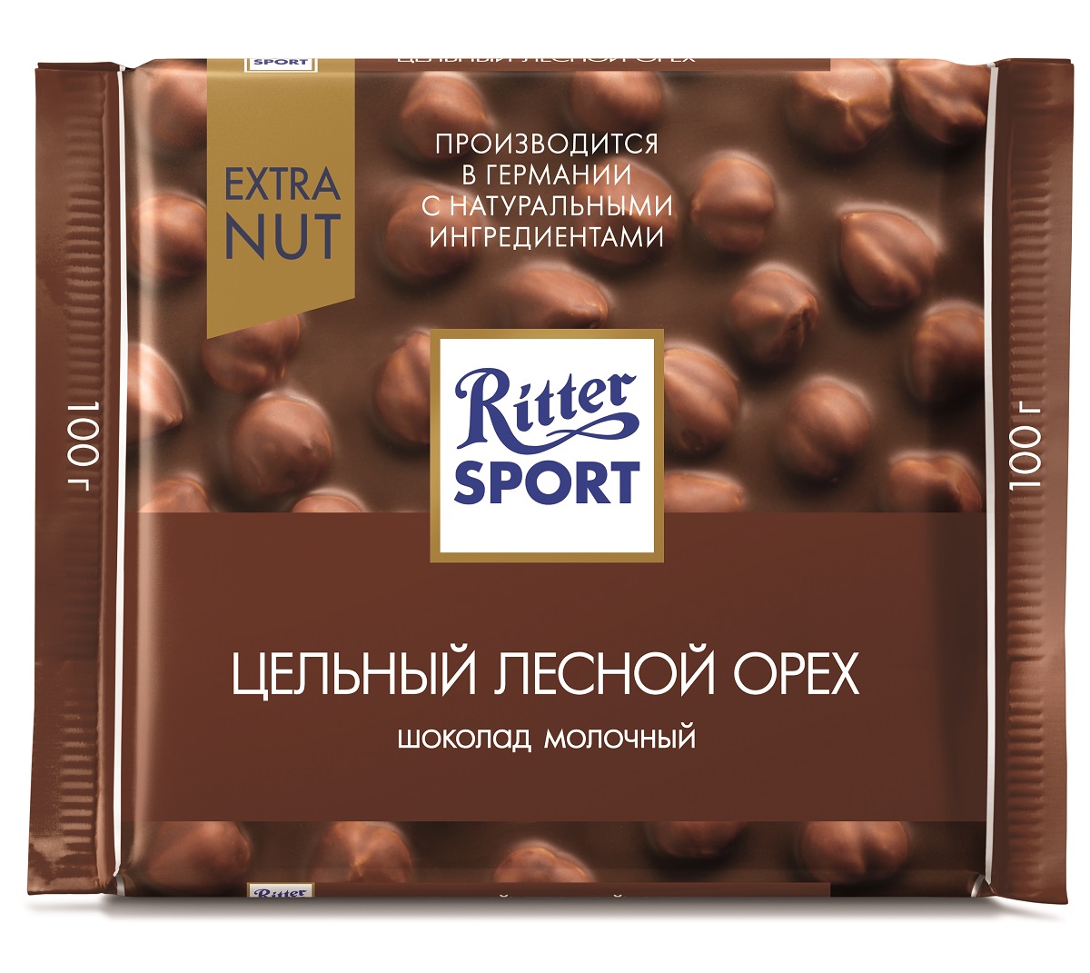 Риттер Спорт шоколад с цельным фундуком молочный 100г Риттер Спорт шоколад с цельным фундуком молочный 100г