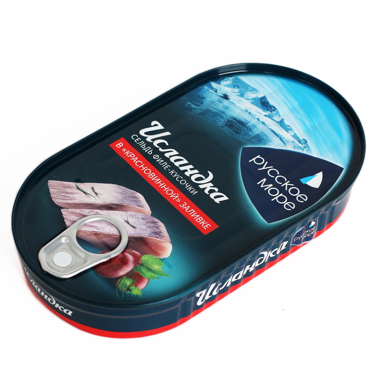 Исландка сельдь филе-кусочки в красновинной заливке РУССКОЕ МОРЕ 200г