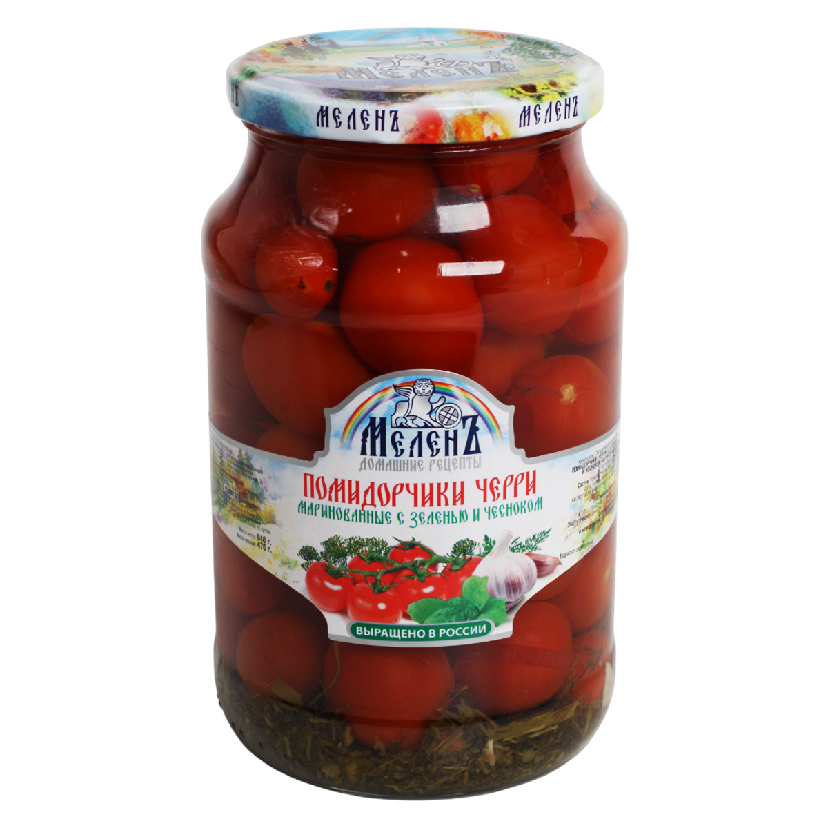 МЕЛЕНЪ Помидорки черри маринованные с зеленью и чесноком 900г 