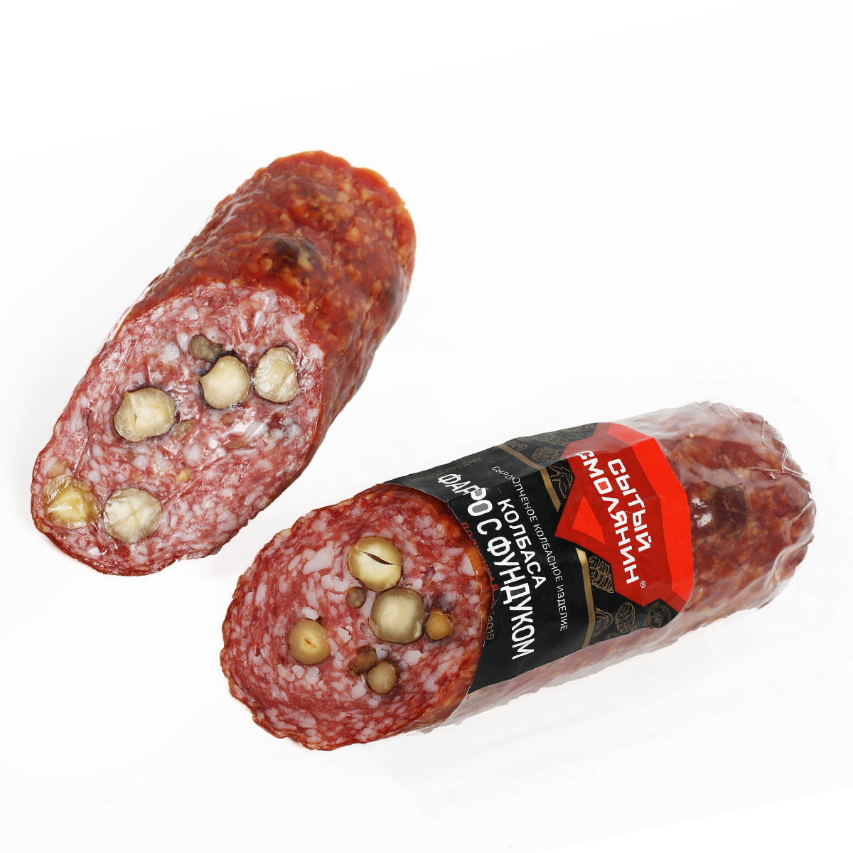 Сытый Смолянин колбаса Фаро с Фундуком сырокопченная 600г