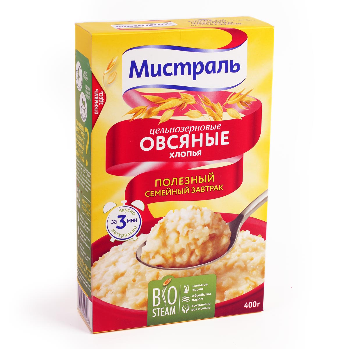МИСТРАЛЬ цельнозерновые хлопья овсяные 3мин 400г