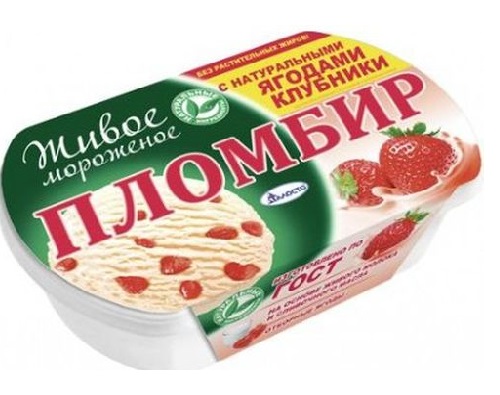 ТАЛОСТО мороженое Пломбир с натуральными ягодами клубники 450г 