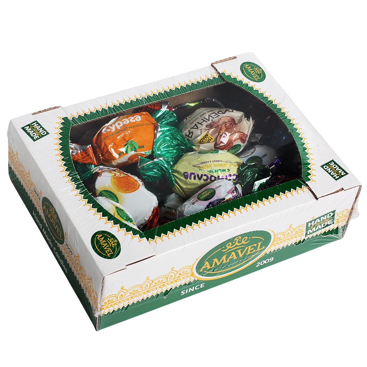 Конфеты Ассорти фрукты в шоколаде AMAVEL 500г