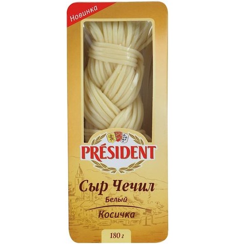 PRESIDENT cыр Чечил белый косичка 35%, 180г PRESIDENT cыр Чечил белый косичка 35%, 180г