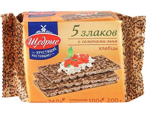 Хлебцы Щедрые 5 злаков с семенами льна 200г Хлебцы Щедрые 5 злаков с семенами льна 200г