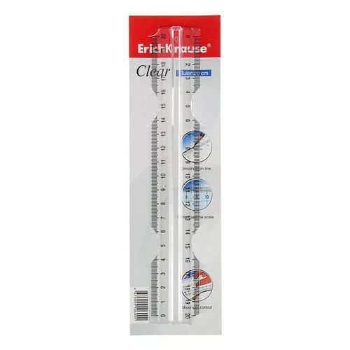 EK Линейка 20 см пластик. с держателем