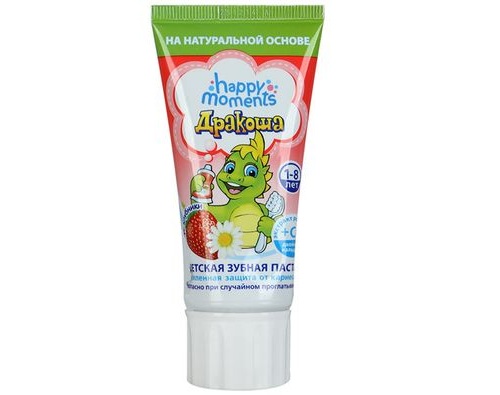 Дракоша зубная паста детская клубника кальций и экстракт ромашки 60мл
